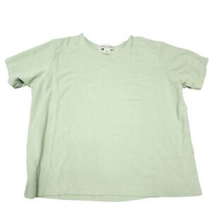 VTG Stephanie Andrews Sage Green Short Sleeve Knit Top XL Cotton Rayon Crew Neck